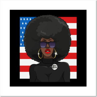 Black Panther Party Afro American Flag Posters and Art